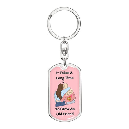 Old Friend Dog Tag Keychain