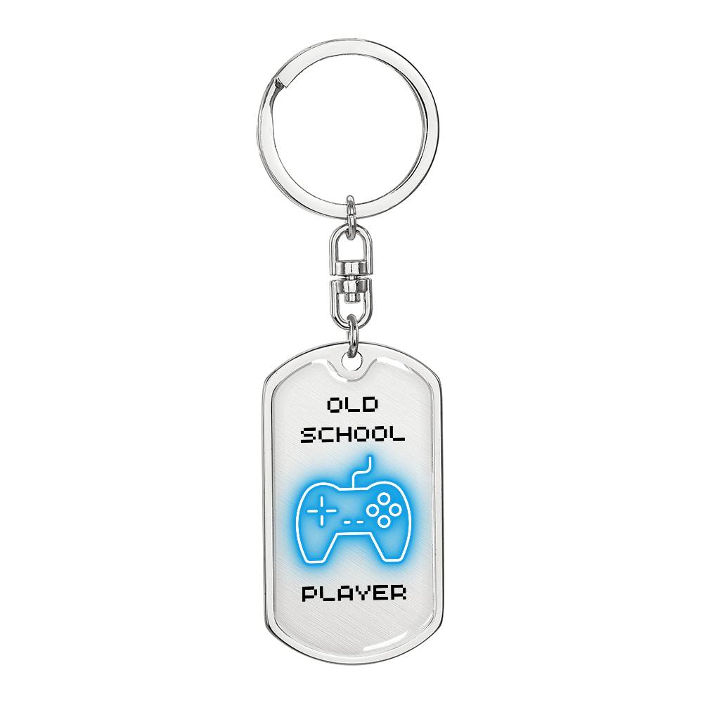 Old School Player Dog Tag Key Chain