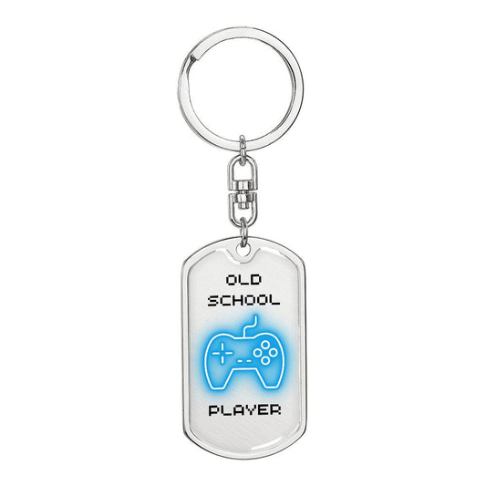 Old School Player Dog Tag Key Chain