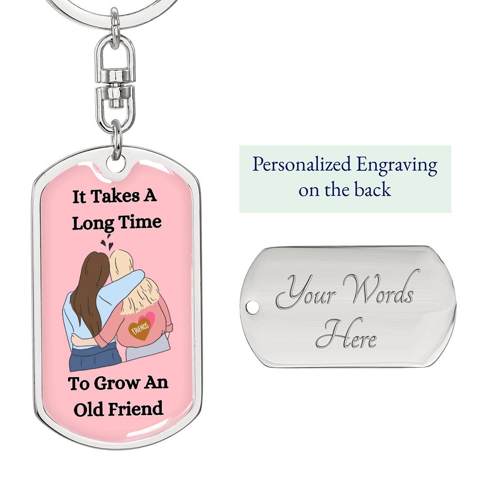 Old Friend Dog Tag Keychain