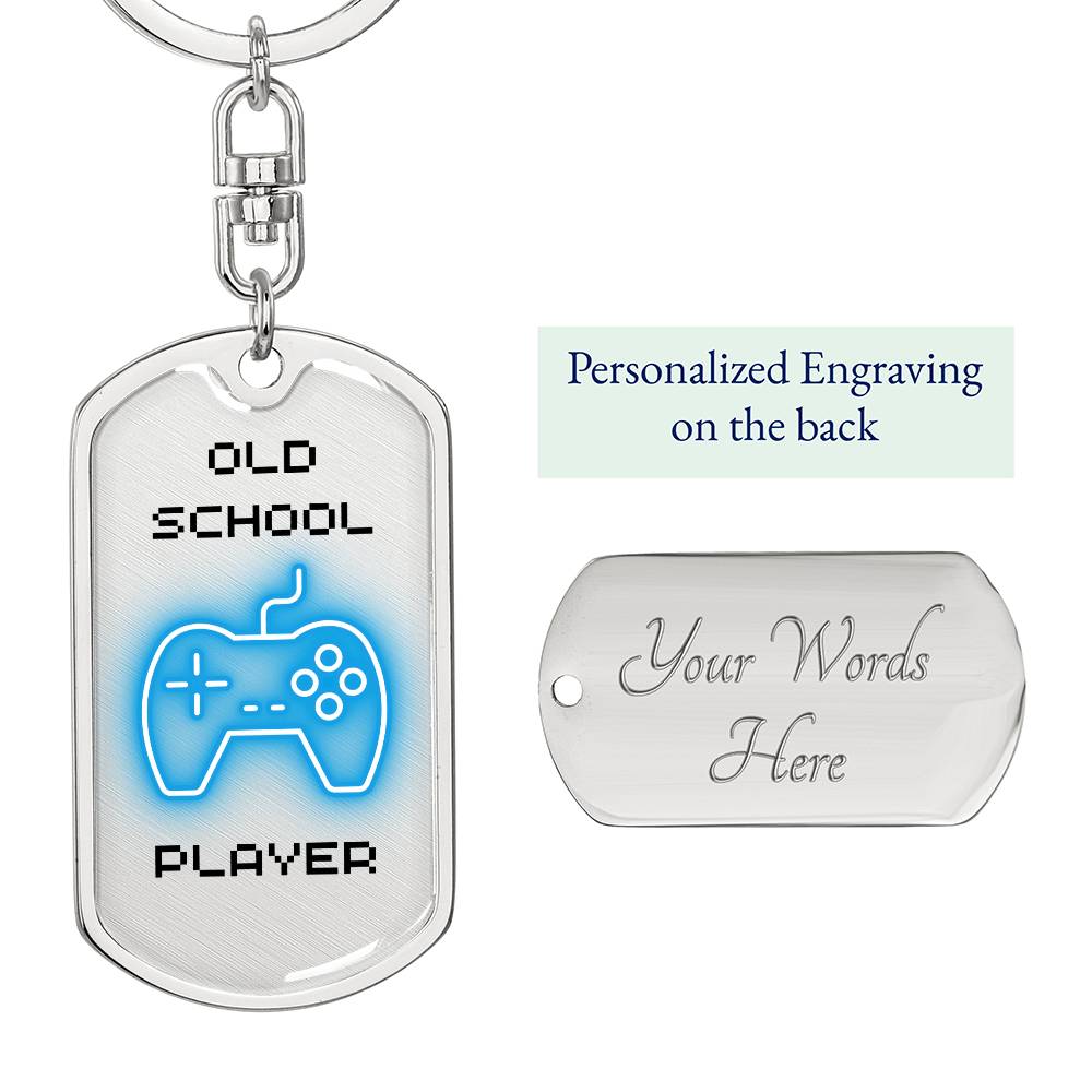 Old School Player Dog Tag Key Chain