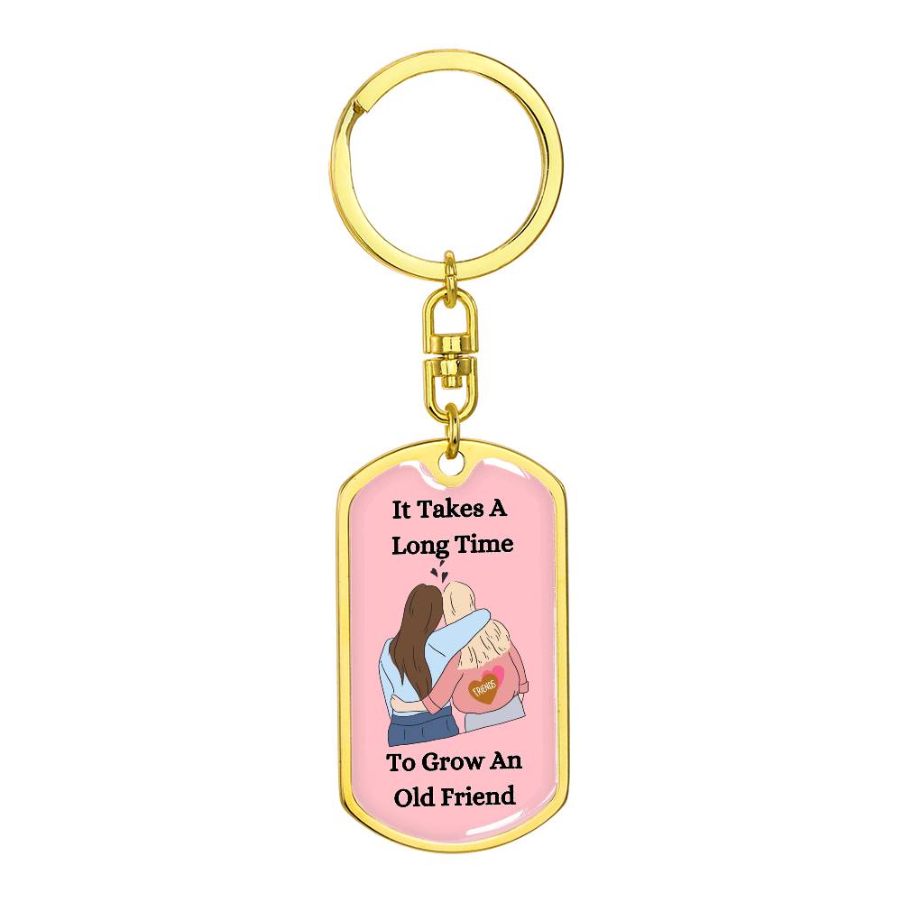 Old Friend Dog Tag Keychain