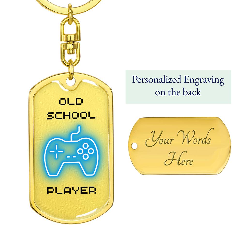 Old School Player Dog Tag Key Chain