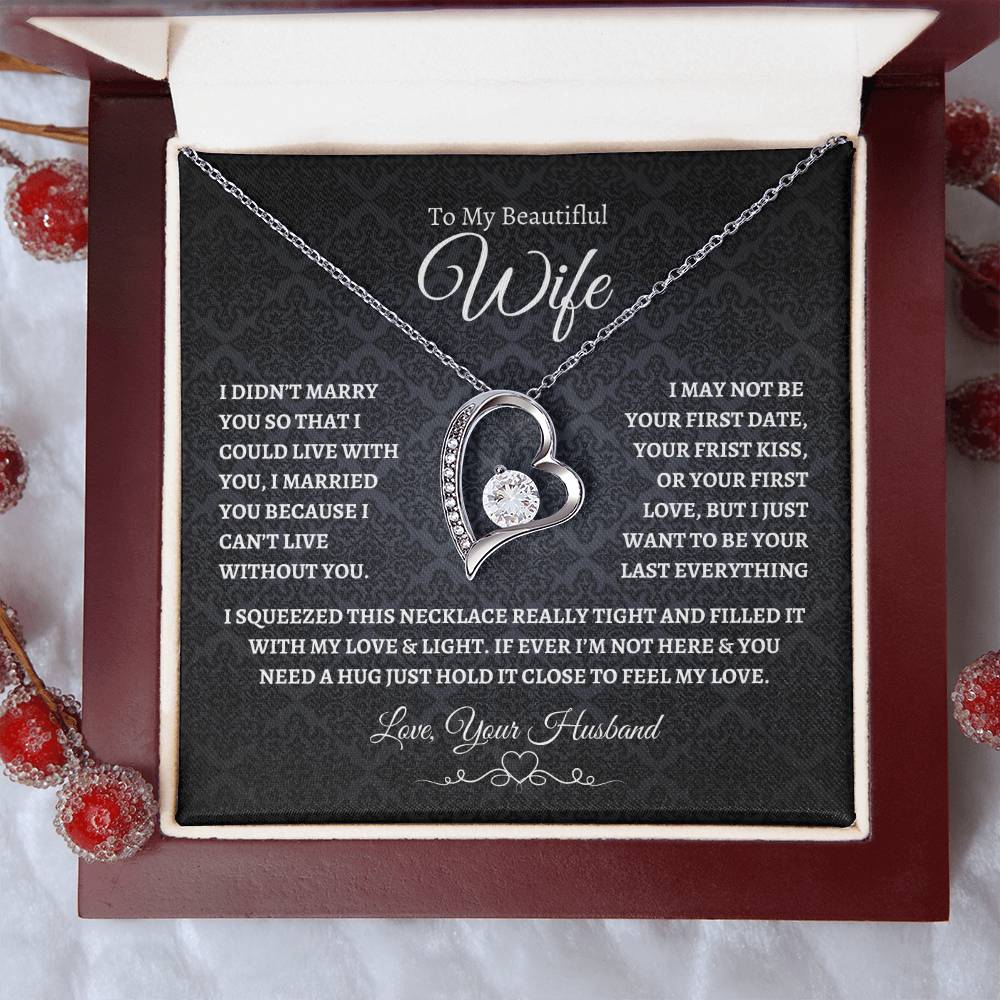 To My Beautiful Wife Forever Love Knot Necklace BW