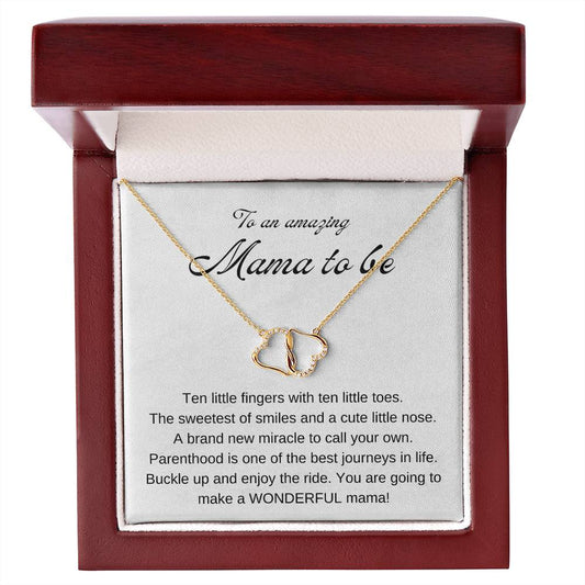 Mama To Be 10K Connected Hearts & Diamond Necklace / First Mother's Day Gift