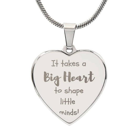 Engraved Big Heart Teacher Necklace