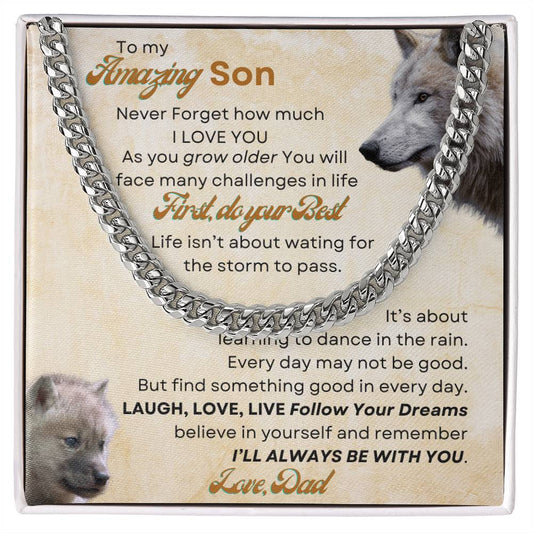 To My Son Cuban Chain Necklace