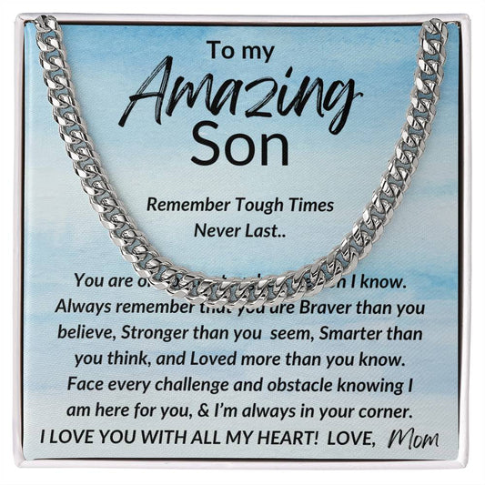 To My Amazing Son Love Mom Cuban Link Chain