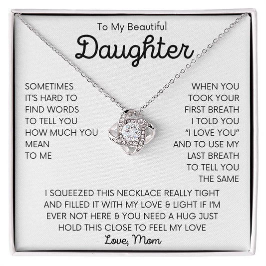 To My Beautiful Daughter Love Knot Necklace / Graduation Gift