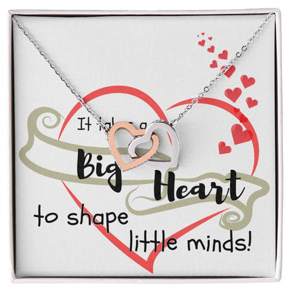 Big Heart of a Teacher To Shape Little Minds Heart Necklace