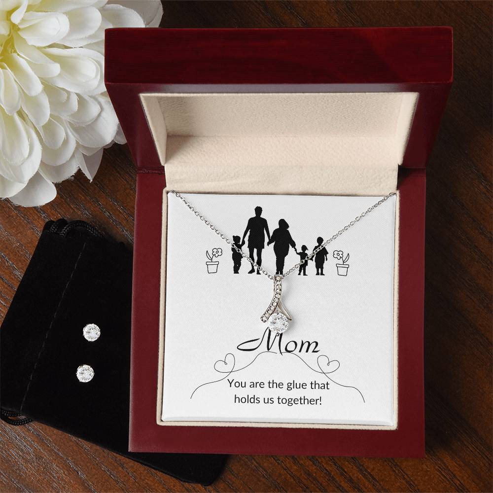 Mom You Are The Glue Earrings and Necklace / Perfect Mother's Day Gift