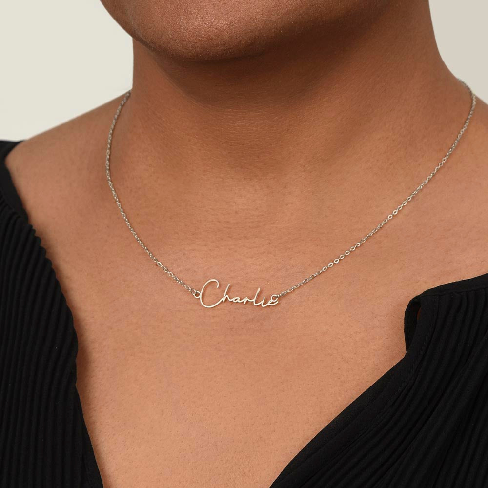 To My Badass Daughter Custom Signature Name Necklace WBkg