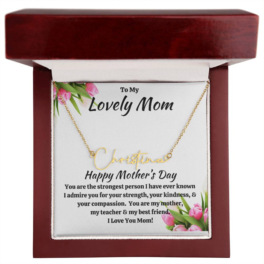 To My Lovely Mom Custom Name Necklace