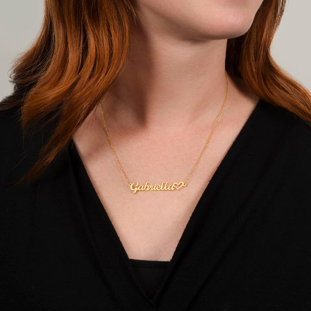 Horizontal Heart Name Necklace