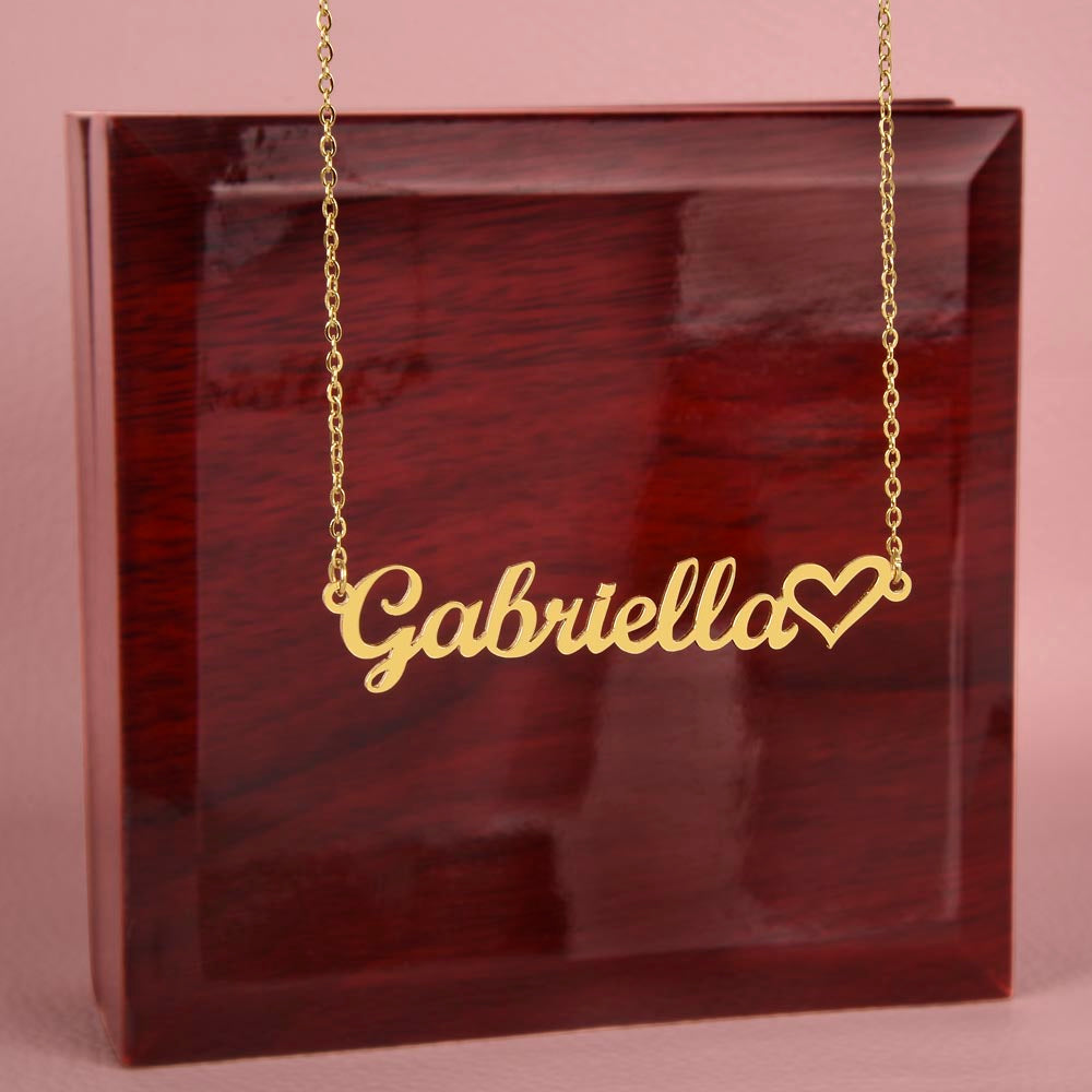 Horizontal Heart Name Necklace