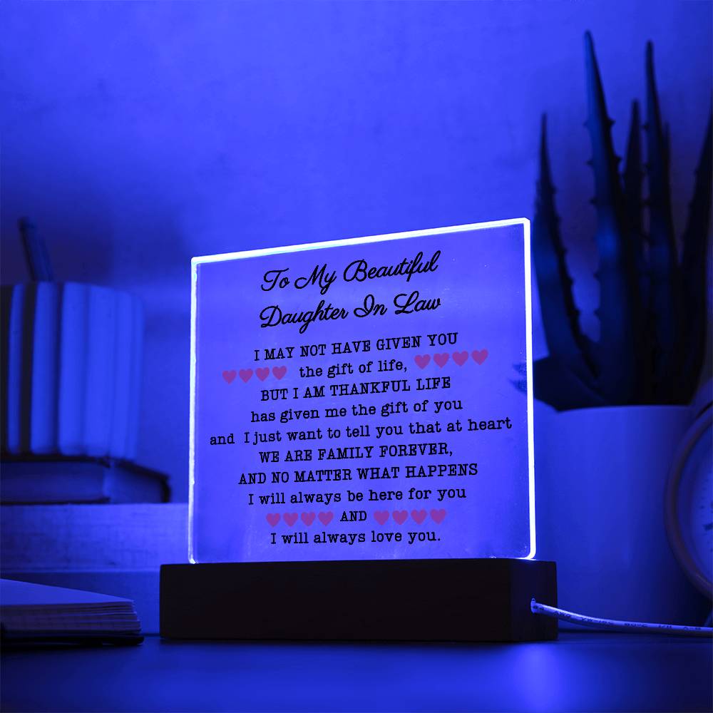 Daughter In Law Acrylic Plaque and Night Light