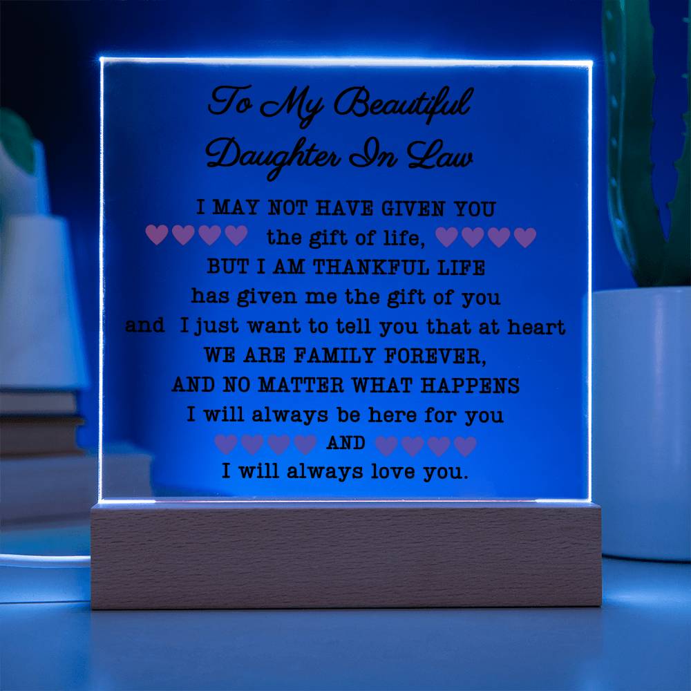 Daughter In Law Acrylic Plaque and Night Light