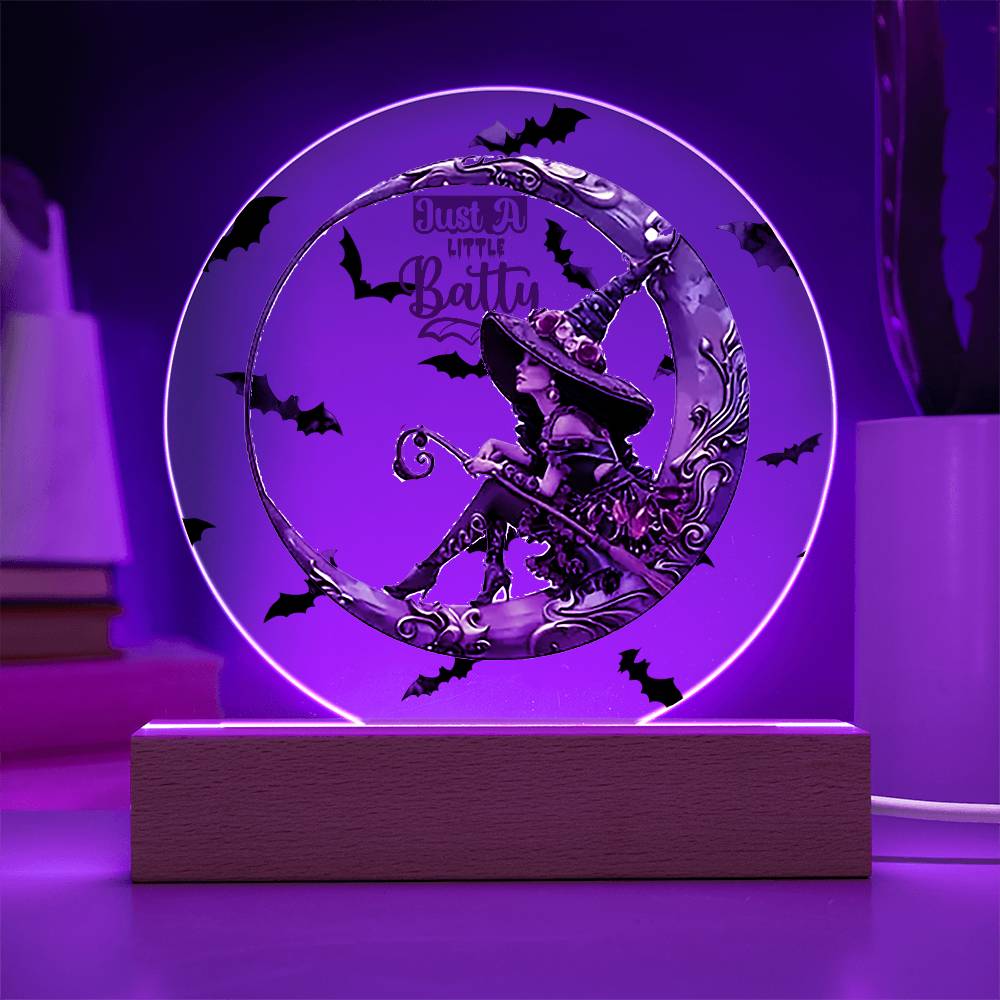 Just A Little Batty Acrylic Circle Plaque / Night LIght