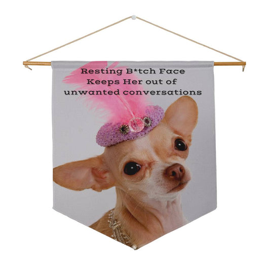 Resting B*tch Face Keeps Her Out of Unwanted Conversation Dorm Pennant