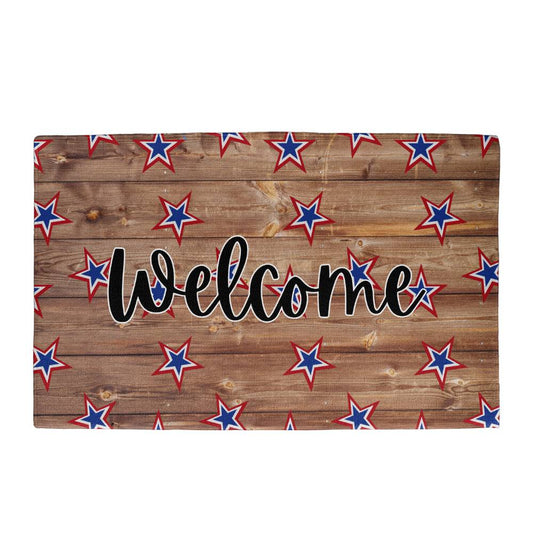 Welcome Mat - 4th of July - Wood background