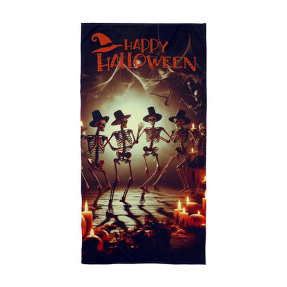 Happy Halloween Dancing Skeletons Bath Towel Decor