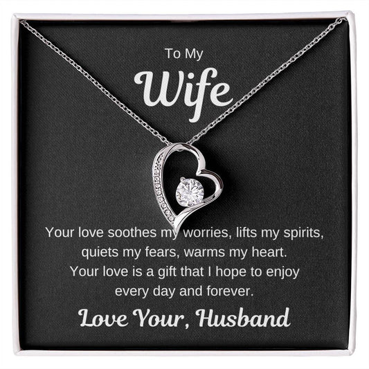 To My Wife Your Love Forever Heart Necklace