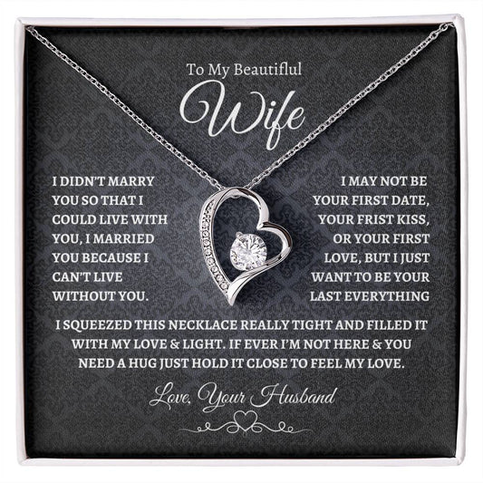 To My Beautiful Wife Forever Love Knot Necklace BW