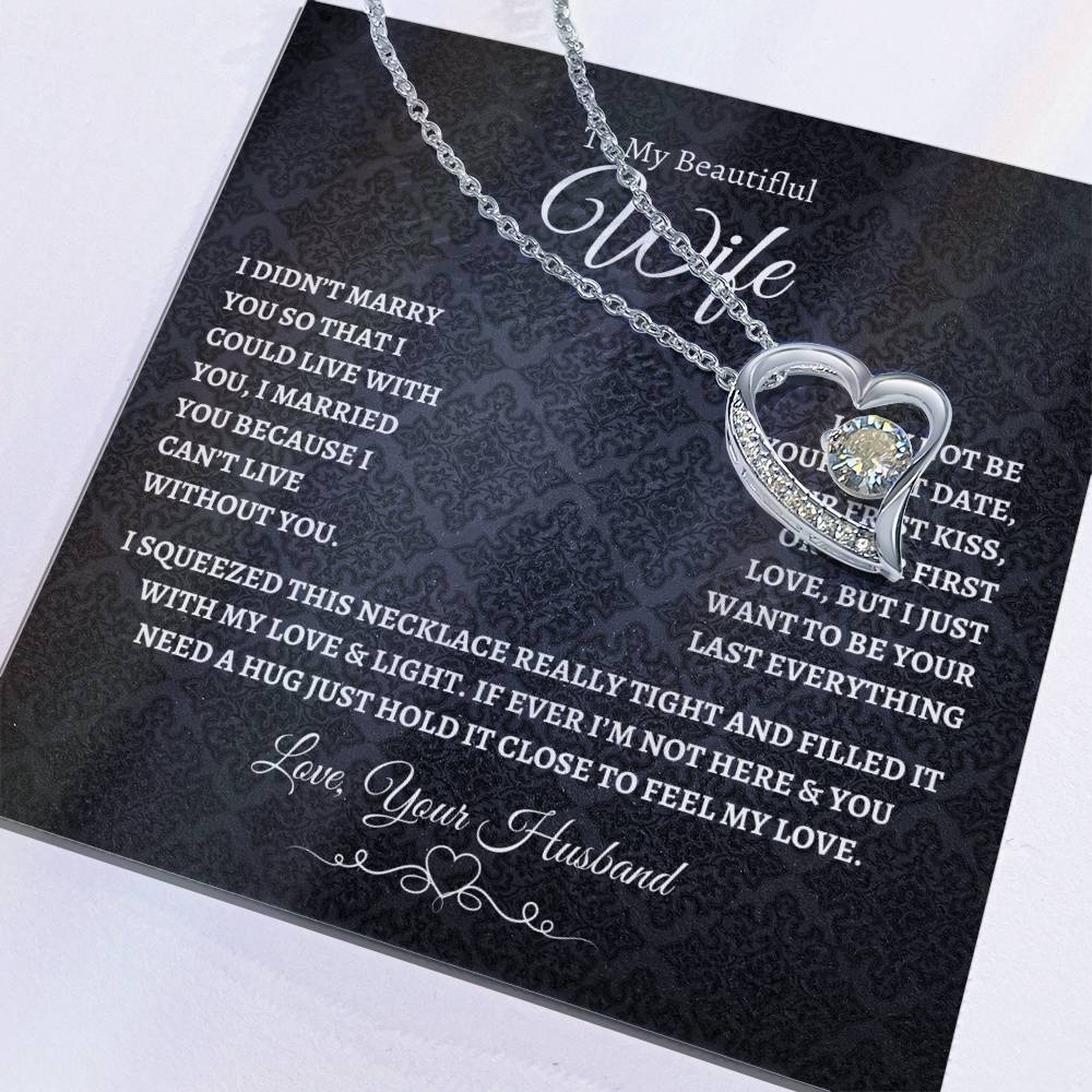 To My Beautiful Wife Forever Love Knot Necklace BW