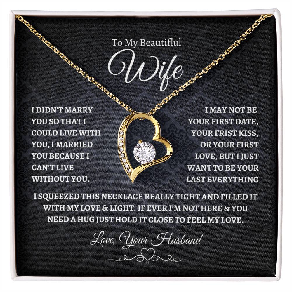 To My Beautiful Wife Forever Love Knot Necklace BW