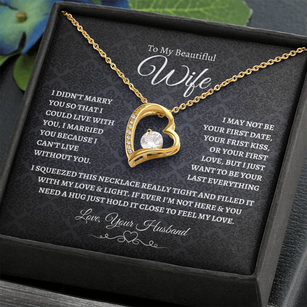 To My Beautiful Wife Forever Love Knot Necklace BW