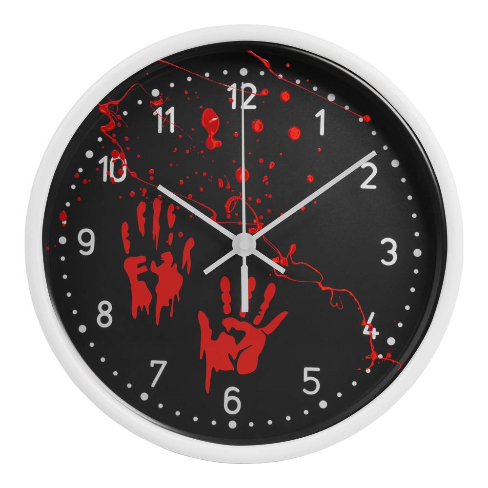 Bloody Handprints with Splatter 10 in Wall Clock -  Halloween Decor