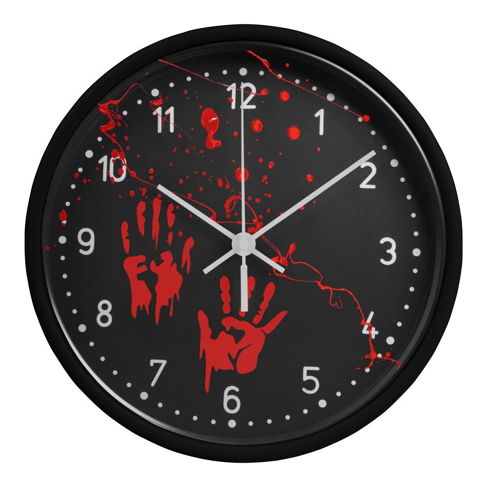 Bloody Handprints with Splatter 10 in Wall Clock -  Halloween Decor