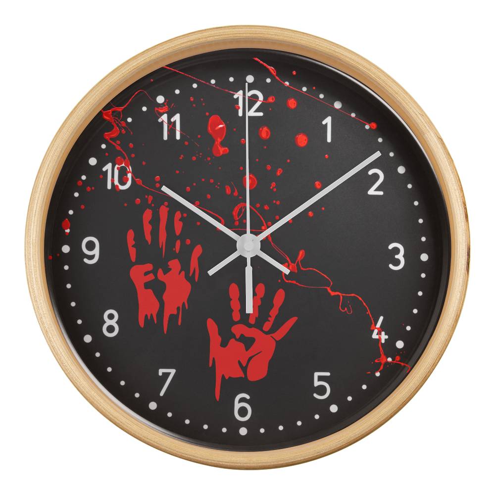 Bloody Handprints with Splatter 10 in Wall Clock -  Halloween Decor