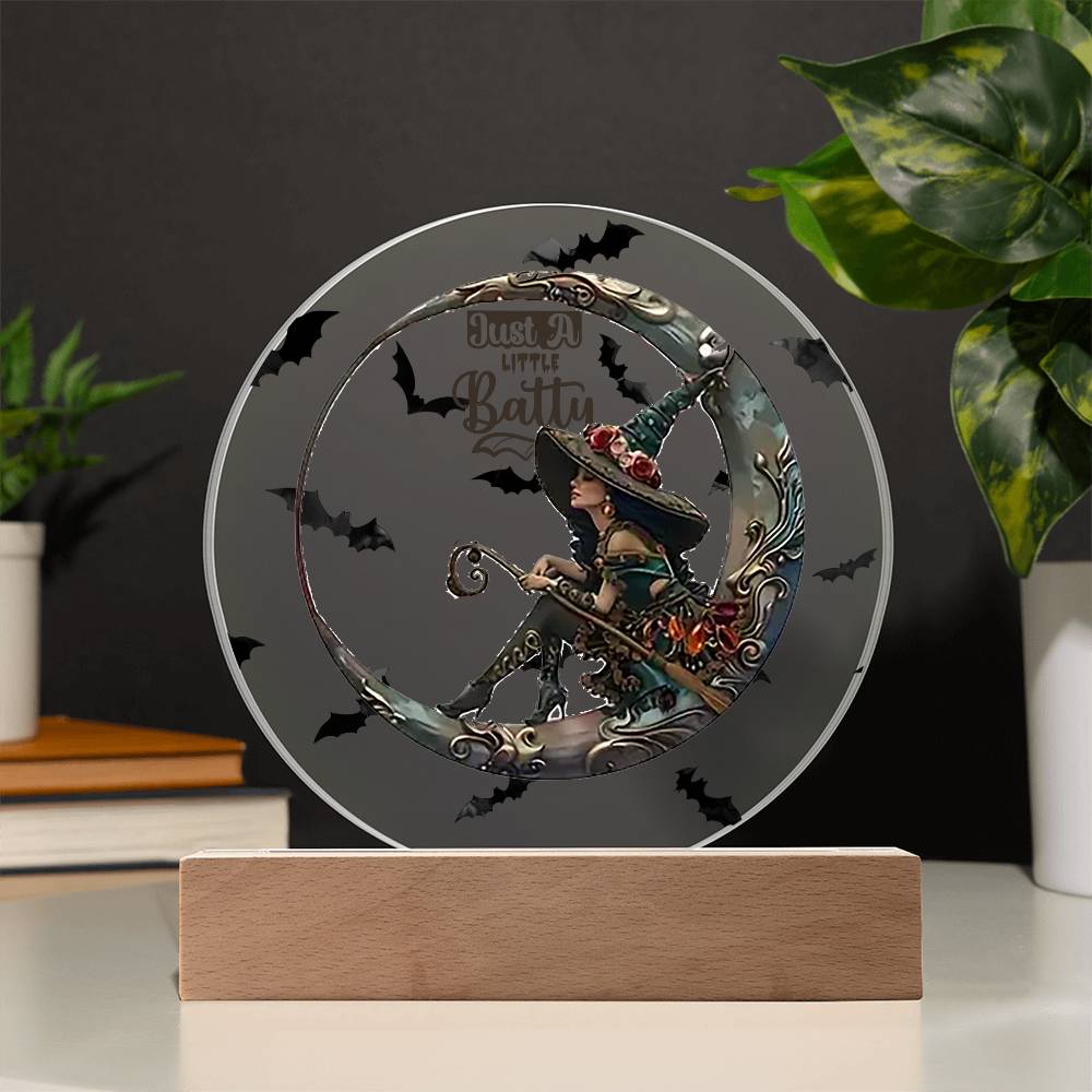 Just A Little Batty Acrylic Circle Plaque / Night LIght