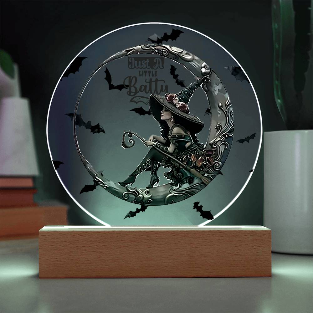 Just A Little Batty Acrylic Circle Plaque / Night LIght