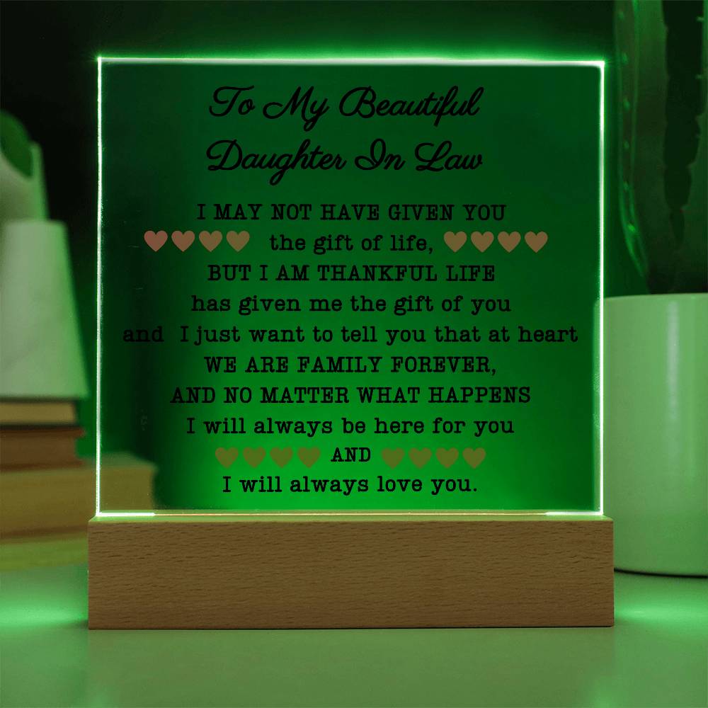 Daughter In Law Acrylic Plaque and Night Light