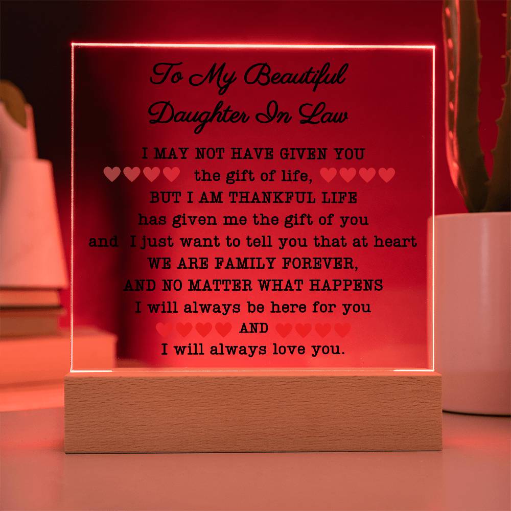 Daughter In Law Acrylic Plaque and Night Light